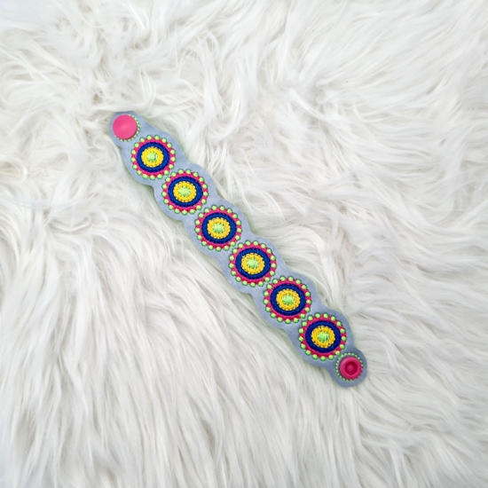 Preview: Armband in pink/grün/blau, 17cm lang